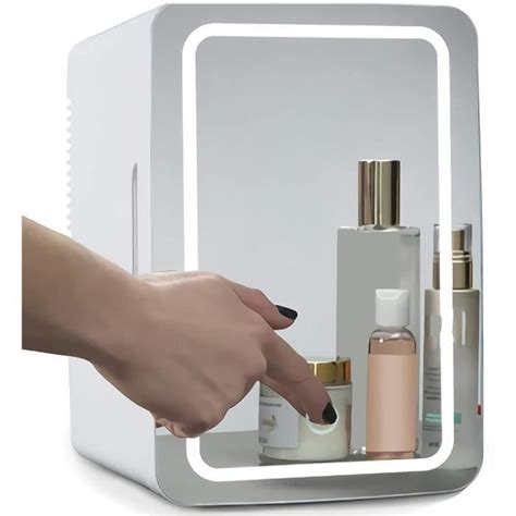 Mini frigo de chambre, frigo cosmetique, eclairage led unique et miroir ...