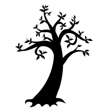 Big Tree Silhouette Tendril Black Plant Vector, Tendril, Black, Plant PNG and Vector with ...