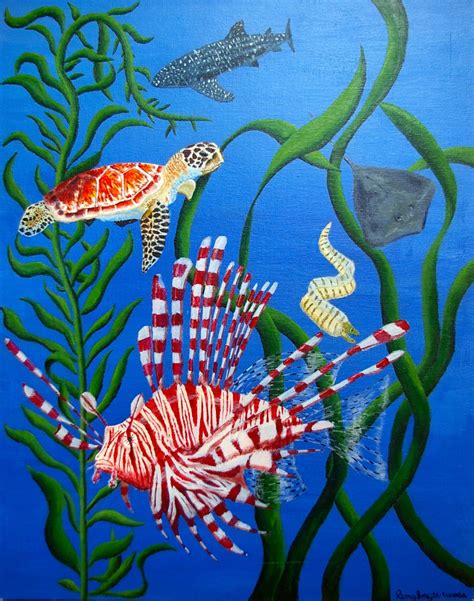 Acrylic Painting on Canvas Board Sea Creatures Artwork Ocean Underwater ...