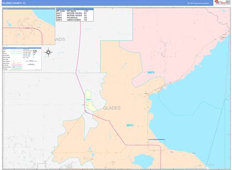 Glades County, FL Wall Map Color Cast Style by MarketMAPS - MapSales.com