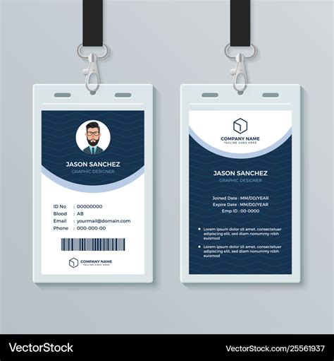 Clean and modern employee id card design template Vector Image