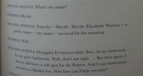 Reading Cursed Child...Just found out that Moaning Myrtle's full name is "Myrtle Elizabeth ...