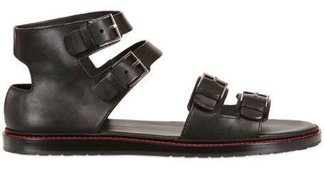 Lyst - Dior Homme Contrasting Stitching Leather Sandals in Black for Men