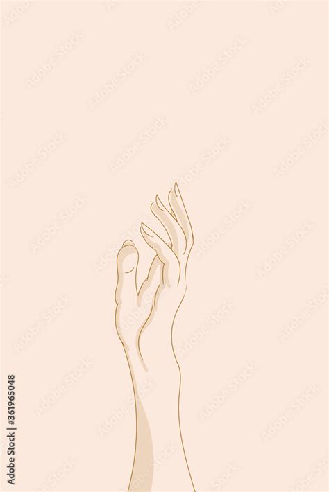 Hand drawn vector silhouette of a female hand reaching up on a delicate ...