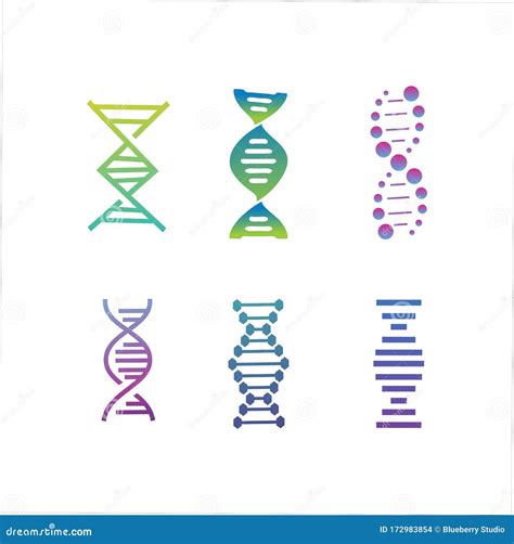 DNA Genetic Sign, Icons and Elements Collection. Colorful of DNA Symbol Isolated. DNA Logo ...