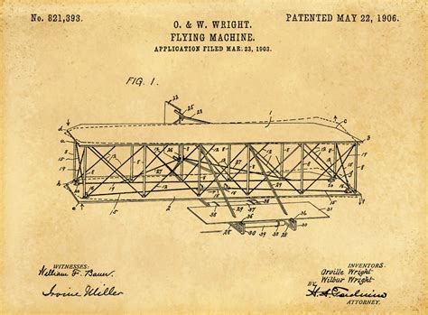 1906 Wright Brothers Airplane Patent Print - Flying Machine Art Print - Airplane Poster ...