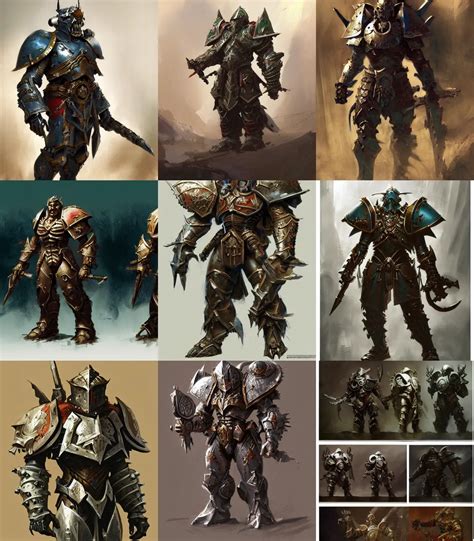 warhammer video game armor concept art, muted colors, | Stable ...