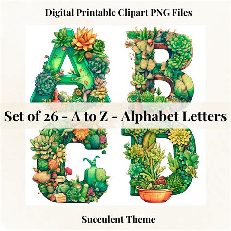 Succulent Garden Floral Alphabet for Cute Fonts for Cricut - Etsy