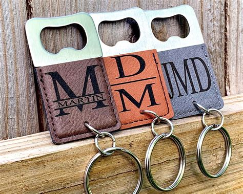 Leather Engraved Bottle Opener Keychain Groomsmen Gift | Etsy