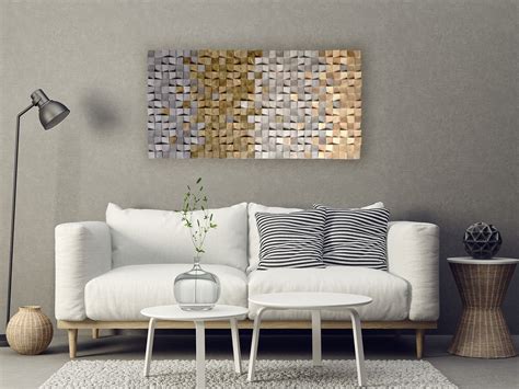 textured wood wall art, mosaic wall hanging, 3D wood wall art, wood wall decor grey brown ...