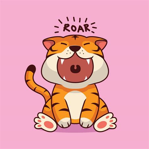 Cute tiger roar cartoon illustration 9779689 Vector Art at Vecteezy