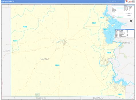 Llano County, TX Wall Map Basic Style by MarketMAPS