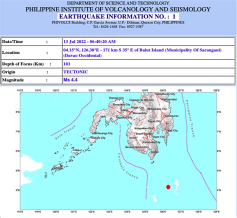 Magnitude 4.4 quake jolts seas off Sarangani | Inquirer News