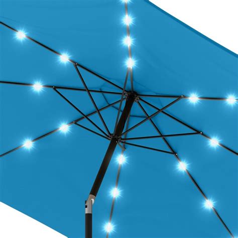 Pure Garden 10-ft Steel Blue Push-button Tilt Garden Patio Umbrella with Lights 50-LG1426 at ...