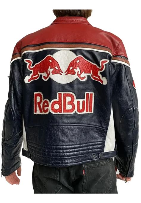 Red Bull Motorcycle Black and Red Leather Jacket - Real USAJacket