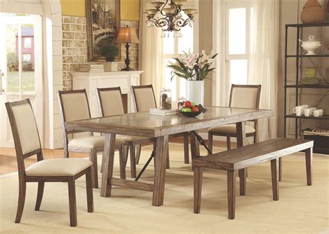 Colettte Rustic Oak Rectangular Dining Room Set, CM3562T, Furniture of America