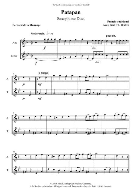 Patapan Sheet Music | French Traditional | Instrumental Duet