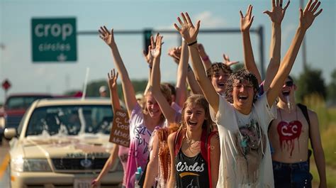 Local high school in holding a car wash event teenagers holding signs ...