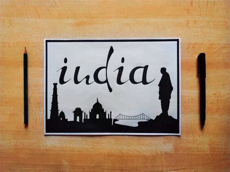 India clipart and calligraphy drawing