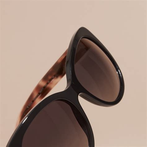 Check Detail Cat-eye Sunglasses in Black - Women | Burberry United States