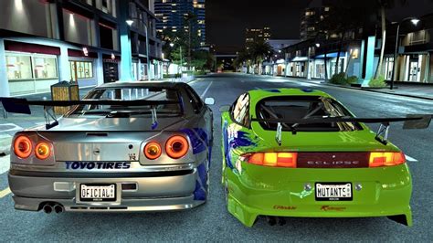 Eclipse vs GTR R34 Brian Fast Furious - Assetto Corsa - YouTube