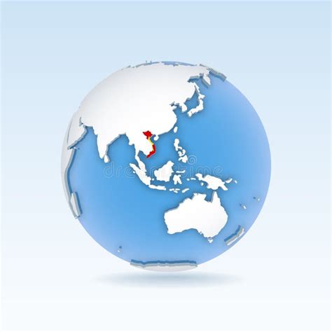 Vietnam - Country Map and Flag Located on Globe, World Map. Stock ...