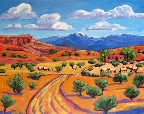 New Mexico Landscape With Sheep ~ Patty Baker | Desert landscape painting, Landscape paintings ...