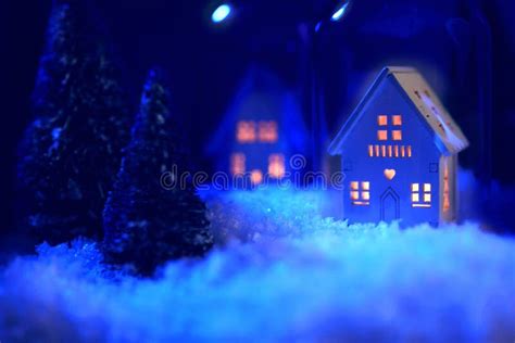 Snowy house at night stock photo. Image of mountain, snow - 81341362