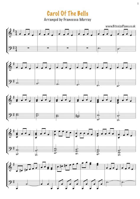 Carol Of The Bells – Sheet Music – Bitesize Piano