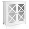 Costway White Kitchen Buffet Sideboard Storage Cabinet w/Glass Doors & Adjustable Shelf ...
