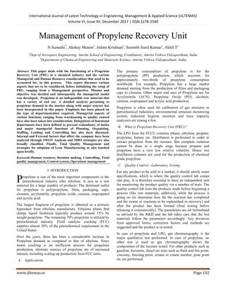 Management of Propylene Recovery Unit | PDF