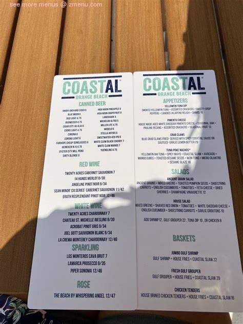 Menu at COASTAL RESTAURANT, Orange Beach