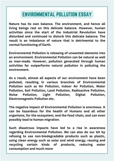 Environmental Pollution Essay in 150, 500 Words & 10 Lines