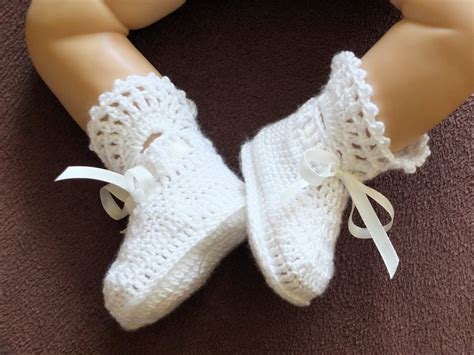 White Baby girl booties Crochet Baby Booties White Booties | Etsy