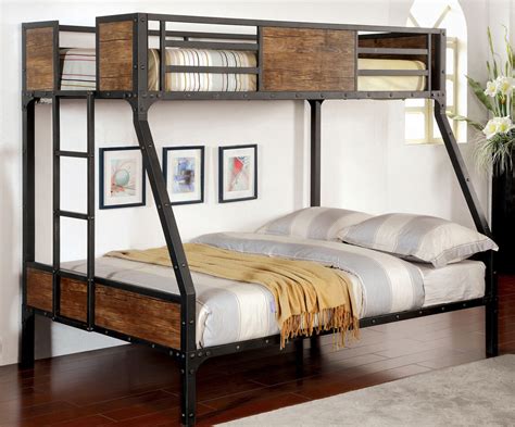 Austin Industrial Inspired Metal Twin Full Size Bunk Bed