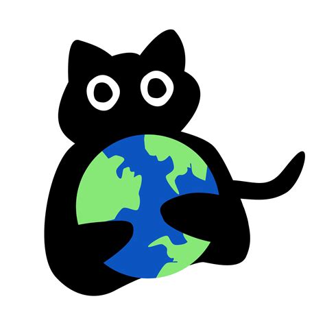 Cute Black Cat Hug World Cartoon 29950471 PNG