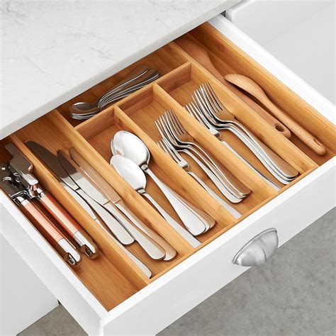 Bamboo Expandable Utensils Drawer Insert Organizer Cutlery Tray Kitchen ...