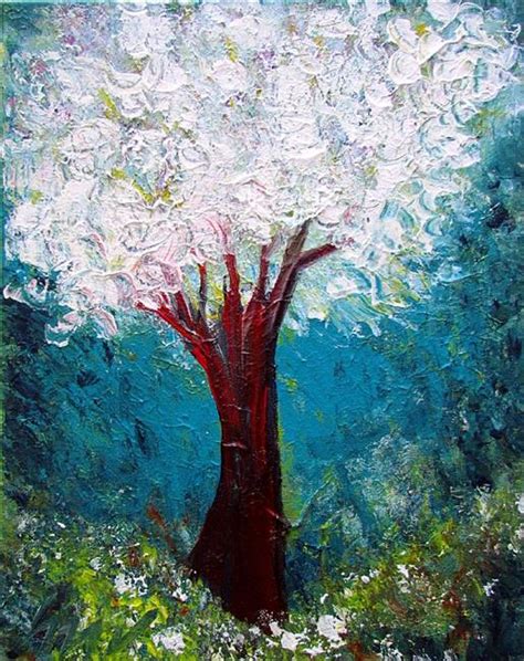 WHITE CHERRY BLOSSOM - by LUIZA VIZOLI from ORIGINAL Paintings 2012