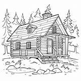 Cabin coloring Page – Coloring Corner sketch template