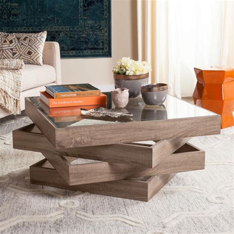 Safavieh Anwen Mid Century Geometric Wood Light Gray Coffee Table ...