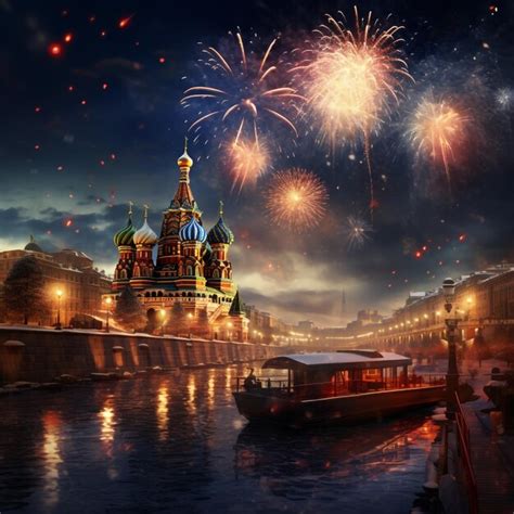 Premium AI Image | New Year Fireworks in Russia