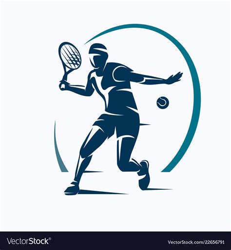 Tennis player stylized silhouette emblem or logo Vector Image