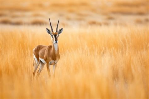 Premium AI Image | springbok mediumsized antelope in tall yellow grass AI