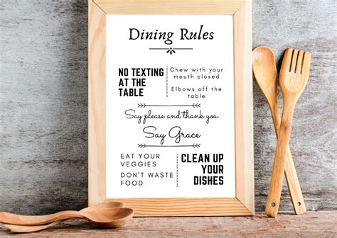 CUSTOMIZED Dining Rules Sign Kitchen Rules Sign Kitchen and - Etsy Canada