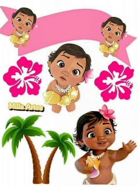 Toppers para Tarta o Pastel de Moana Bebé para Imprimir Gratis. Moana ...