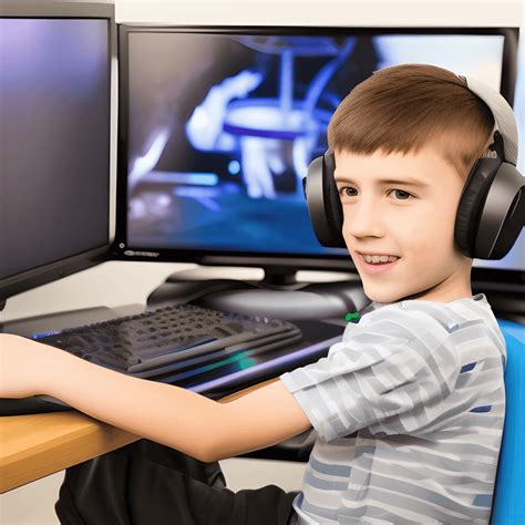 Boy with Gaming PC · Creative Fabrica