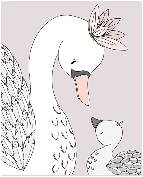 Swan Nursery Art - Swan Mama and Baby - My Darling - by Sweet Melody ...