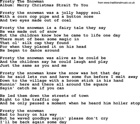 Frosty The Snowman Lyrics Printable