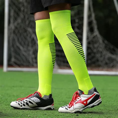 Anti skid Football Stockings Knee High Long Soccer Socks Cotton Striped Sports Socks Men Student ...