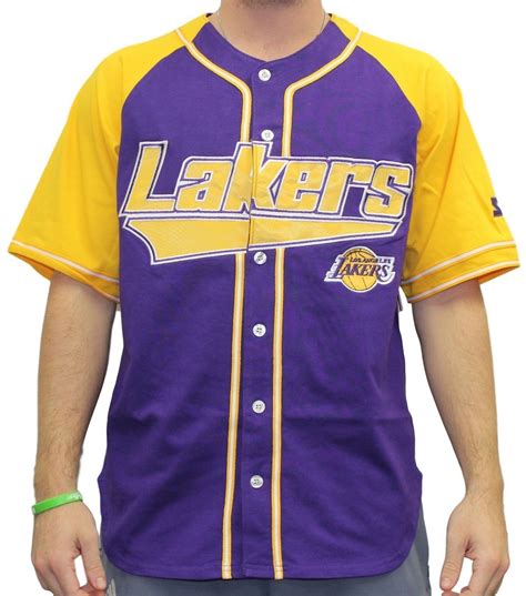 Los Angeles Lakers Starter NBA Men's "Double Play" Baseball Jersey | eBay